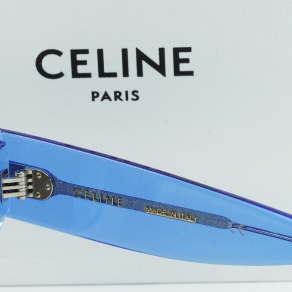 Celine CL40012F 84E Aviator Sunglasses - Blue Transparent/Brown - Picture 5 of 8